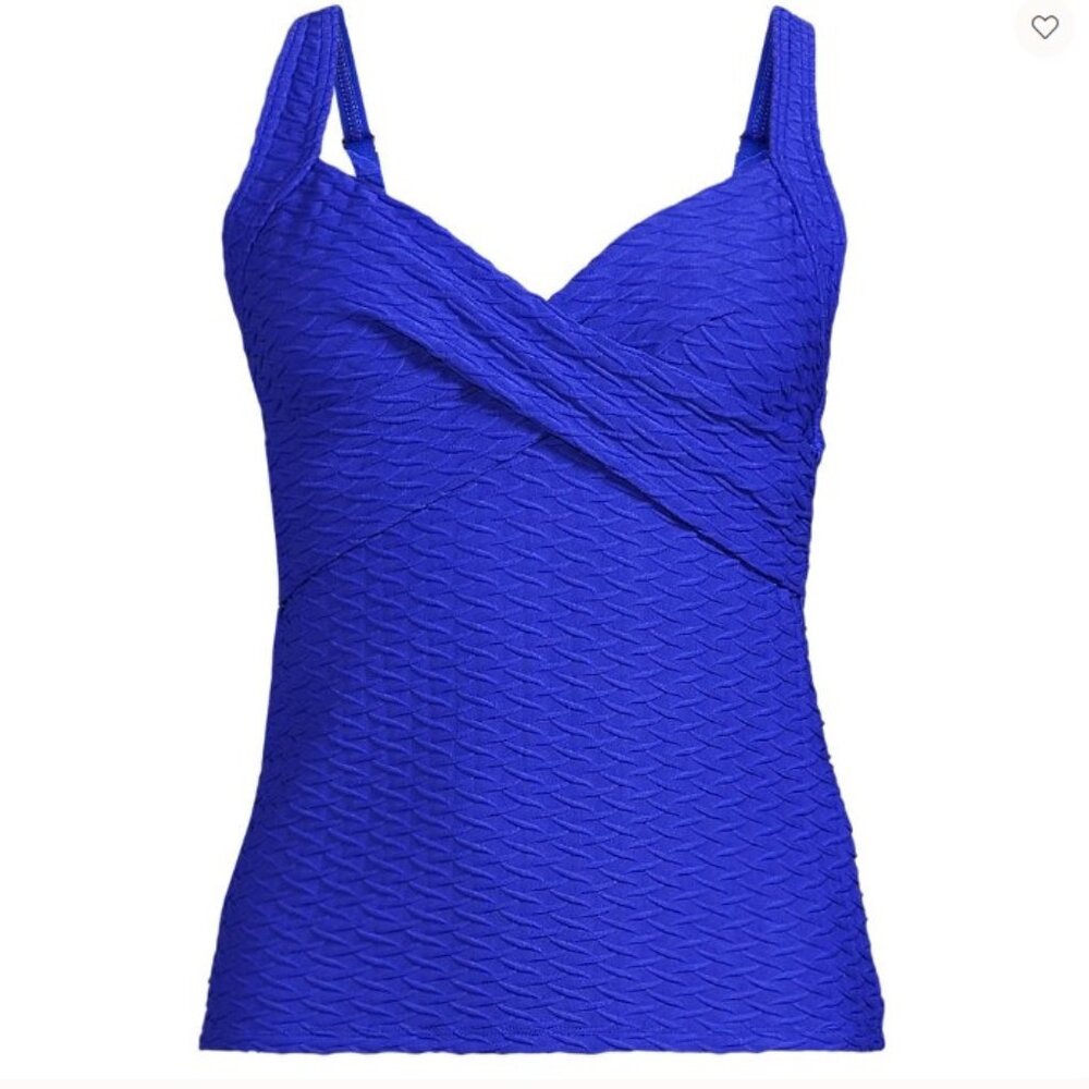 Lands' End Texture Underwire Wrap Tankini Swimsuit Top - Size: 4 Long -NWT